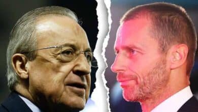 رئيس ريال مدريد فلورنتينو بيريز ورئيس يويفا ألكسندر تشيفرين (غيتي)