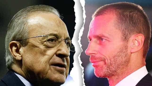 رئيس ريال مدريد فلورنتينو بيريز ورئيس يويفا ألكسندر تشيفرين (غيتي)