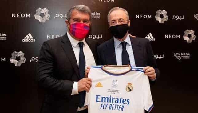 رئيس ريال مدريد فلورنتينو بيريز ورئيس برشلونة خوان لابورتا (غيتي)