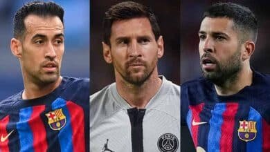 جوردي ألبا ليونيل ميسي وسيرجيو بوسكيتس (غيتي)