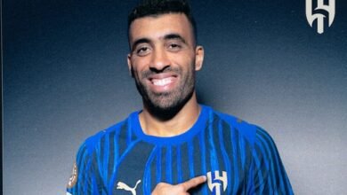 المهاجم المغربي عبد الرزاق حمد الله (غيتي)