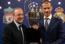 ألكسندر تشيفرين رئيس اليويفا ورئيس ريال مدريد فلورينتينو بيريز (غيتي)