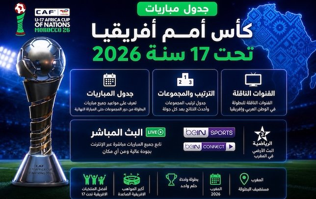 جدول مباريات كأس أمم أفريقيا تحت 17 سنة 2026 والقنوات الناقلة والترتيب والبث المباشر (ترانسفير ميركاتو)