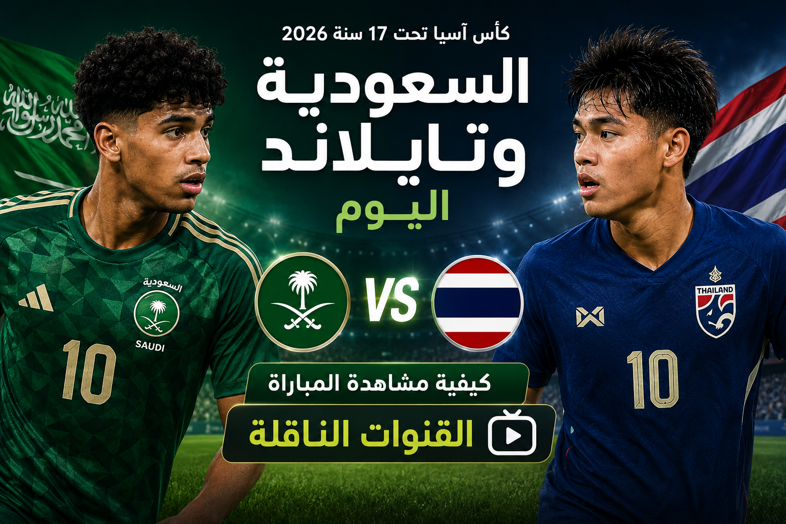 كيفية مشاهدة مباراة السعودية وتايلاند اليوم بث مباشر في كأس آسيا تحت 17 سنة 2026 | القنوات الناقلة وموعد المباراة (ترانسفير ميركاتو)